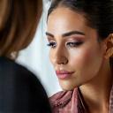 Makeup artist receiving hygiene training